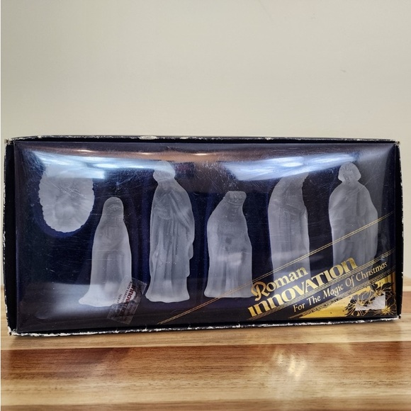 Vintage 70’s Frosted white glass nativity scene in orig box! By Roman Innovation - Picture 16 of 16